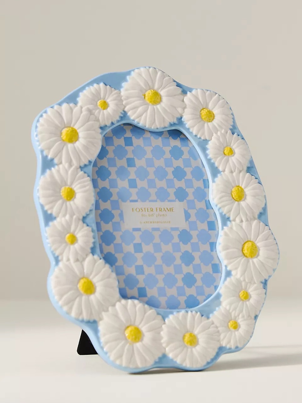 ANTHROPOLOGIE Foster stoneware photo frame -daisies -4x6